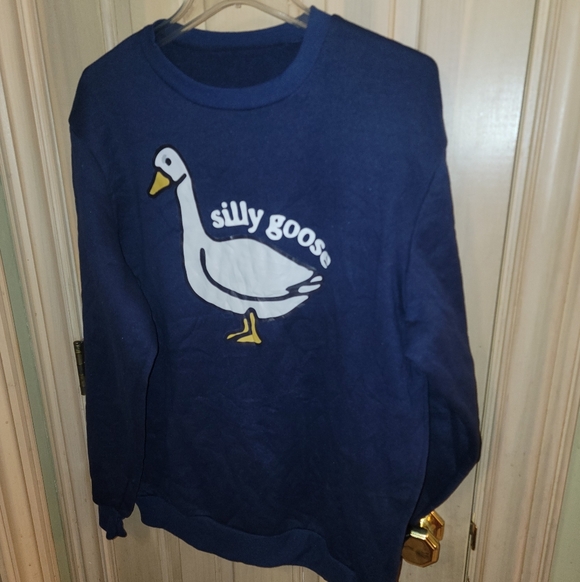 Mens/womens Sz L Silly Goose Navy Blue Sweatshirt Whimsy - Picture 2 of 6